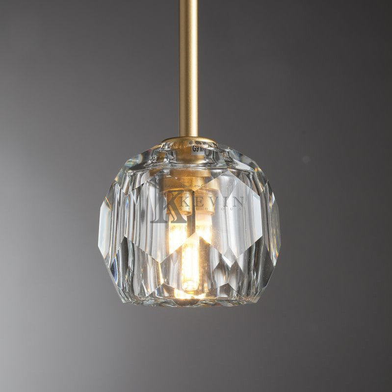 Floris Modern Crystal Ball Pendant Light (Rod), Kitchen Island Pendant Lighting Pendant Light Kevin Studio Inc Lacquered Burnished Brass Clear 