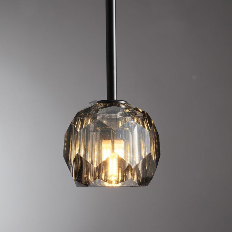 Floris Modern Crystal Ball Pendant Light (Rod), Kitchen Island Pendant Lighting Pendant Light Kevin Studio Inc Matte Black Smoky 