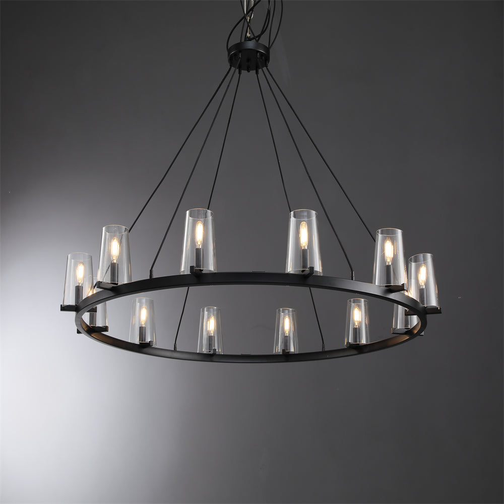 Joshua Modern Clear Glass Shade Round Pendant Light