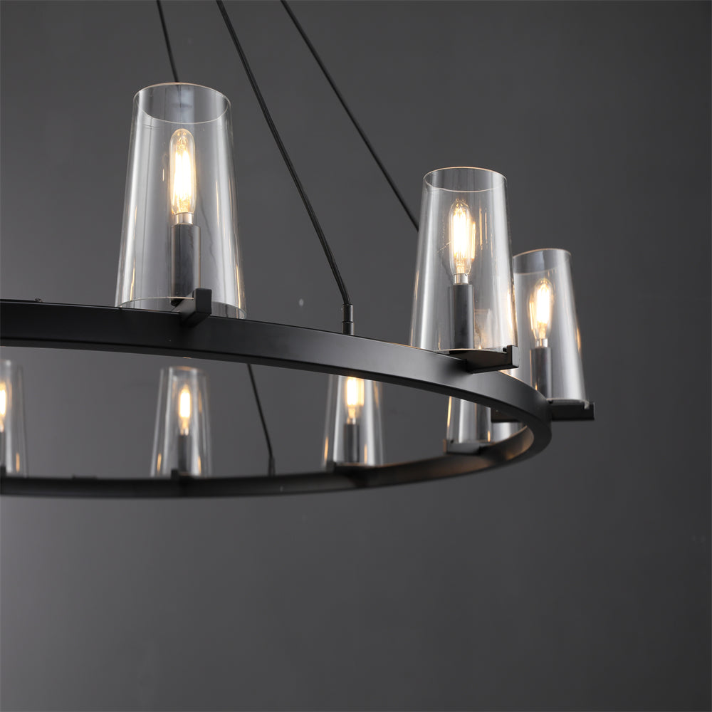 Joshua Modern Clear Glass Shade Round Pendant Light