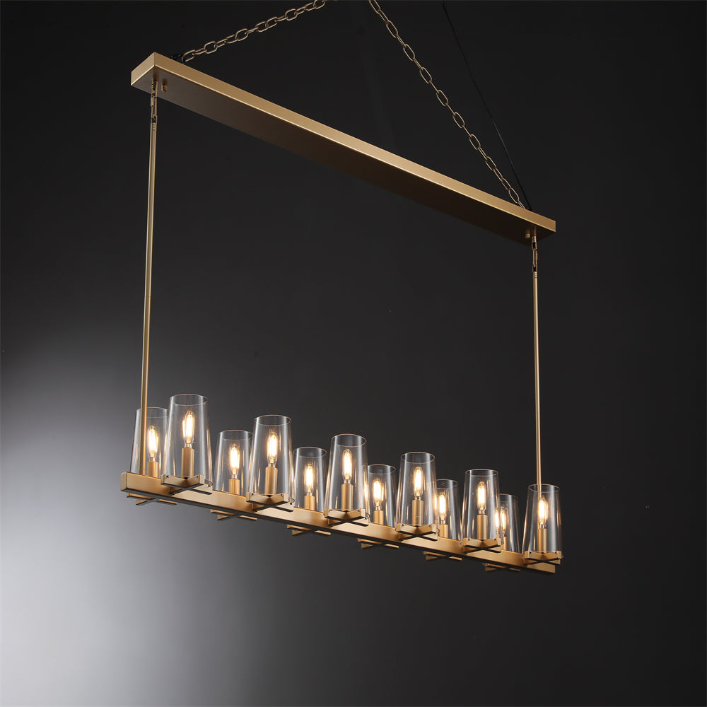 Joshua Modern Clear Glass Shade Linear Pendant Light