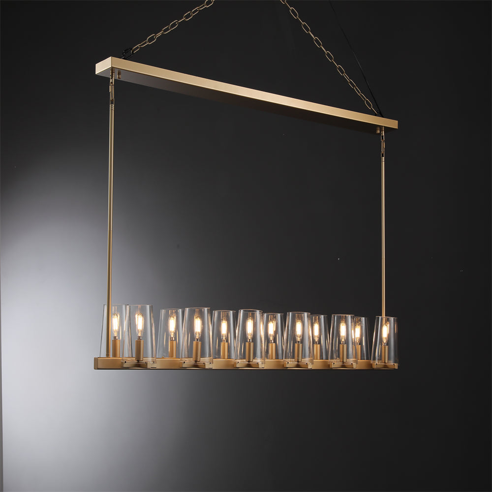 Joshua Modern Clear Glass Shade Linear Pendant Light