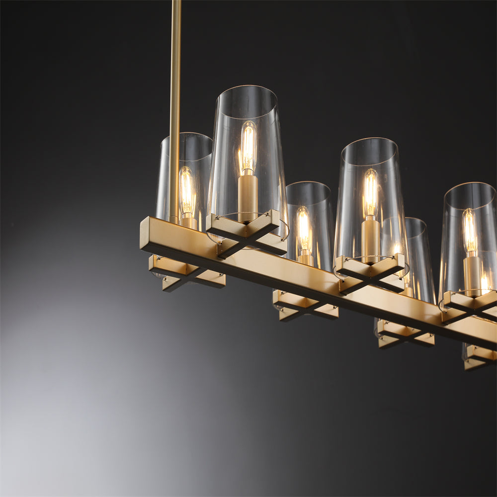 Joshua Modern Clear Glass Shade Linear Pendant Light