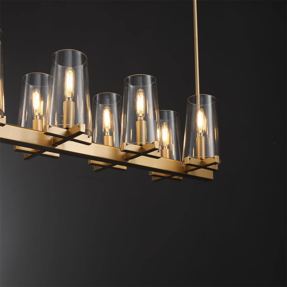 Joshua Modern Clear Glass Shade Linear Pendant Light