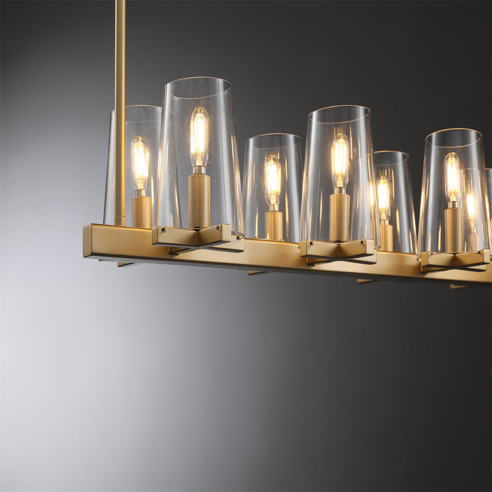 Joshua Modern Clear Glass Shade Linear Pendant Light