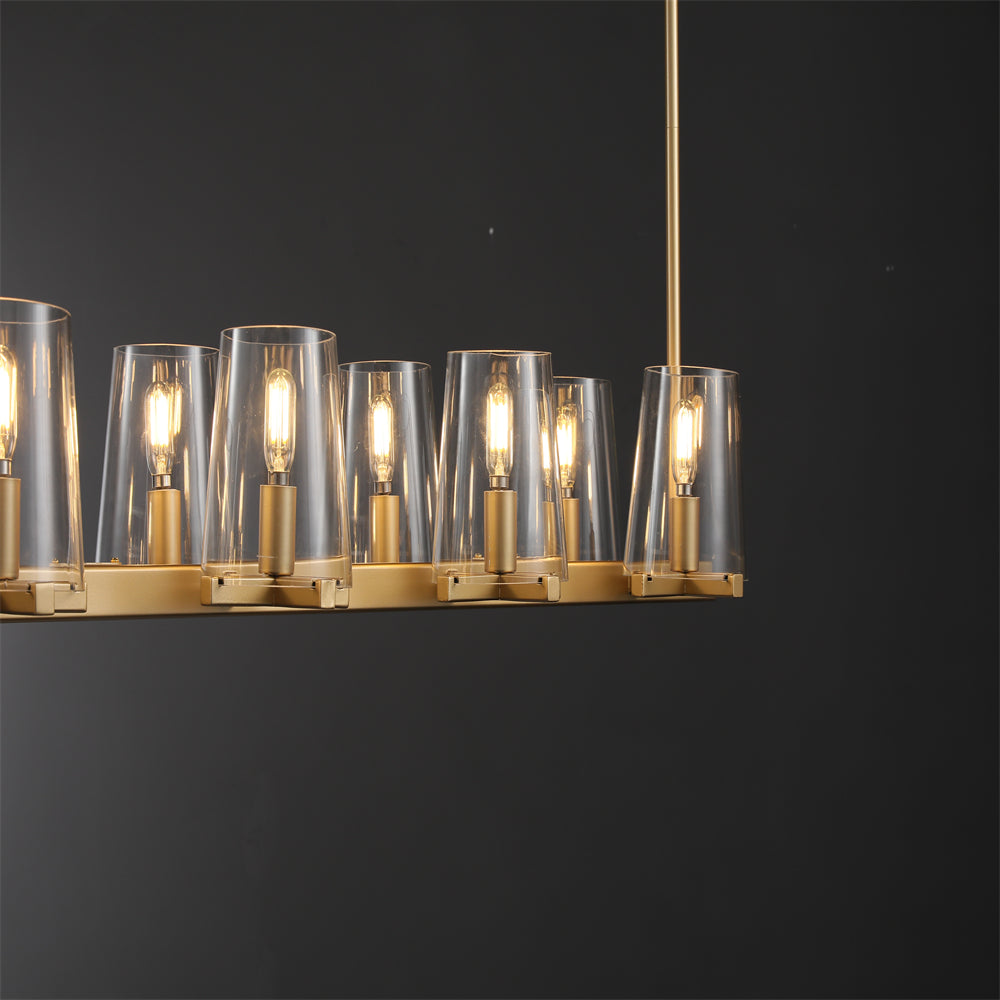 Joshua Modern Clear Glass Shade Linear Pendant Light