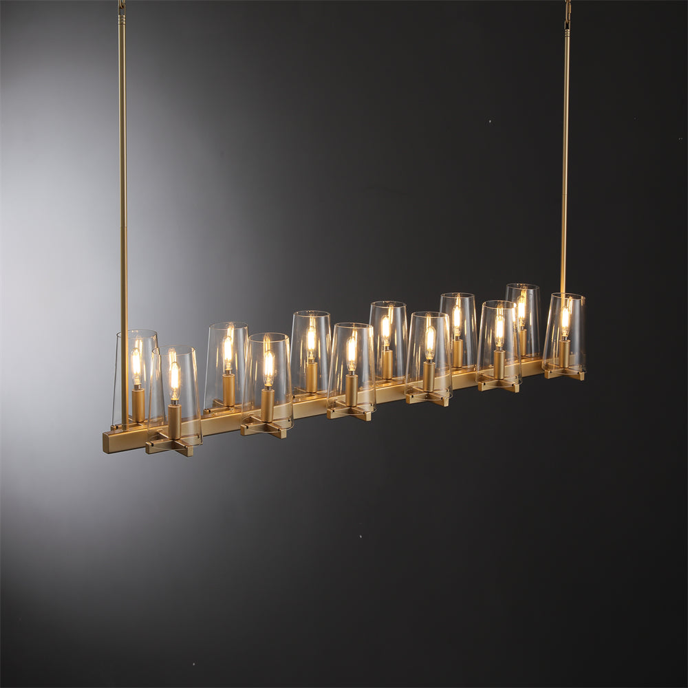 Joshua Modern Clear Glass Shade Linear Pendant Light