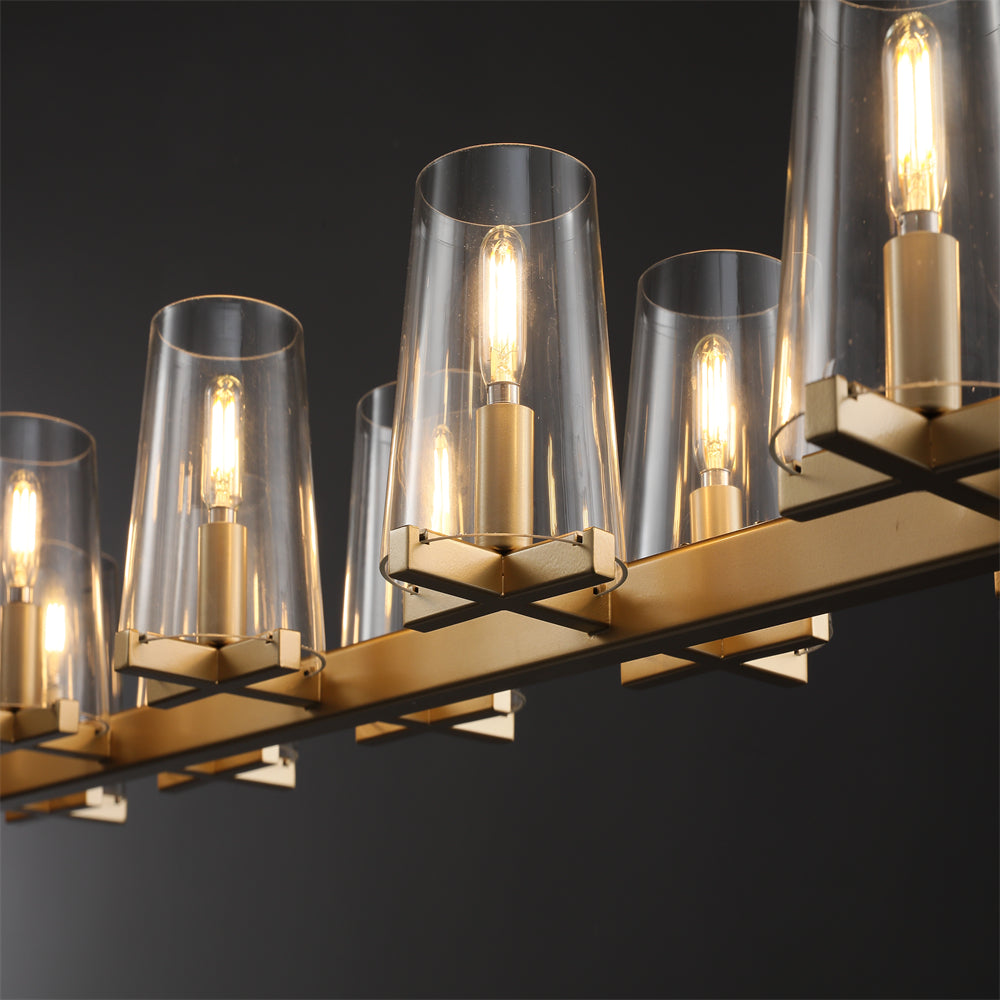 Joshua Modern Clear Glass Shade Linear Pendant Light