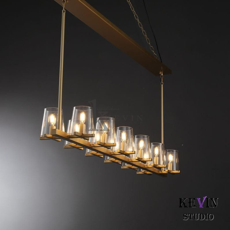 Korle Modern Clear Glass Linear Chandelier 49", 60" chandelier Kevin Studio Inc   