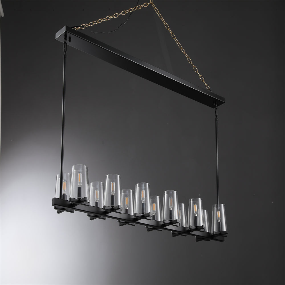 Joshua Modern Clear Glass Shade Linear Pendant Light