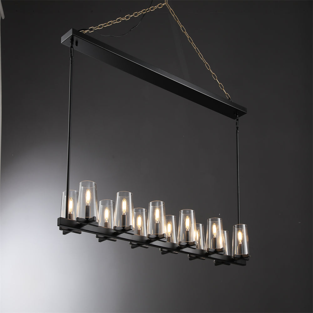 Joshua Modern Clear Glass Shade Linear Pendant Light