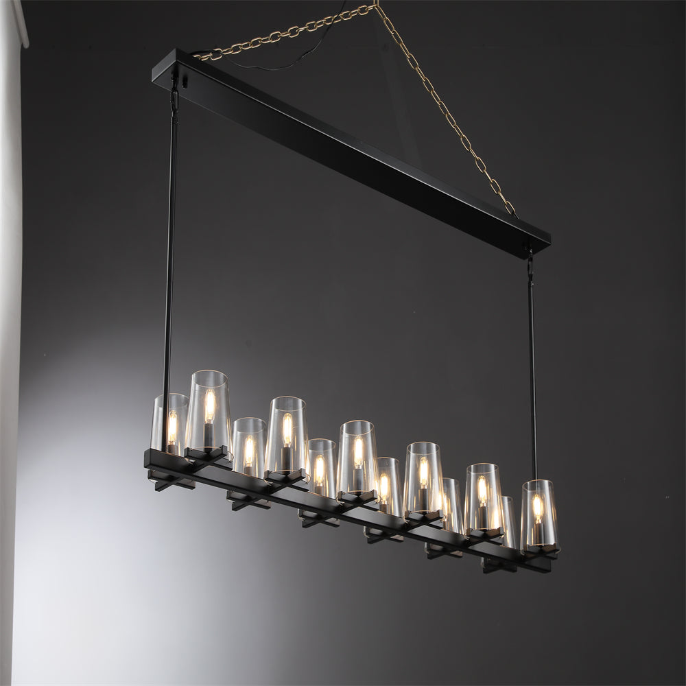 Joshua Modern Clear Glass Shade Linear Pendant Light