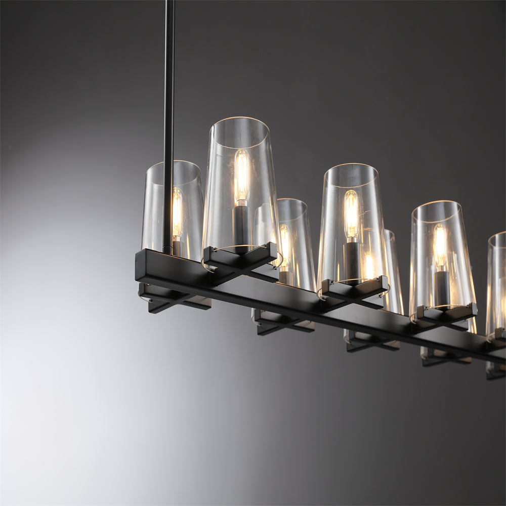 Joshua Modern Clear Glass Shade Linear Pendant Light