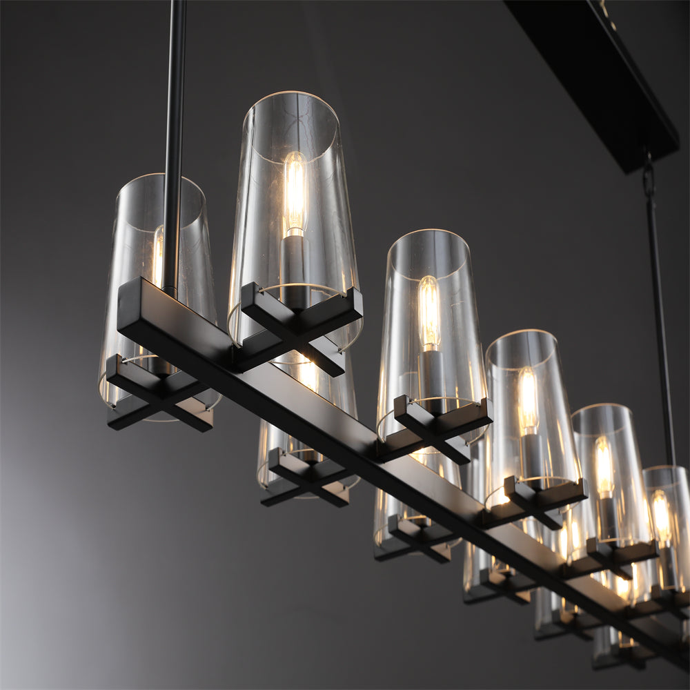 Joshua Modern Clear Glass Shade Linear Pendant Light