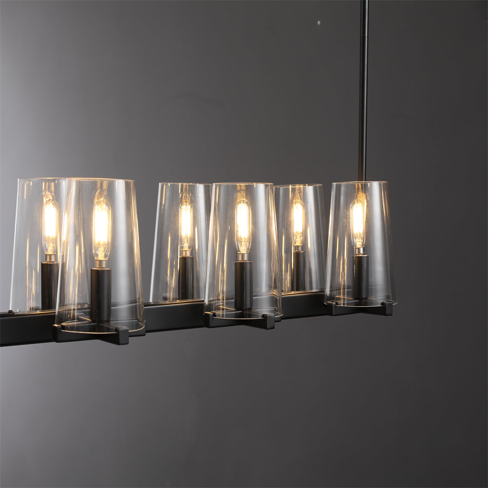 Joshua Modern Clear Glass Shade Linear Pendant Light