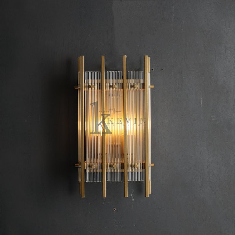 Soria Modern Glass Rectangular Wall Sconce 17"H wall sconce Kevin Studio Inc Lacquered Burnished Brass  