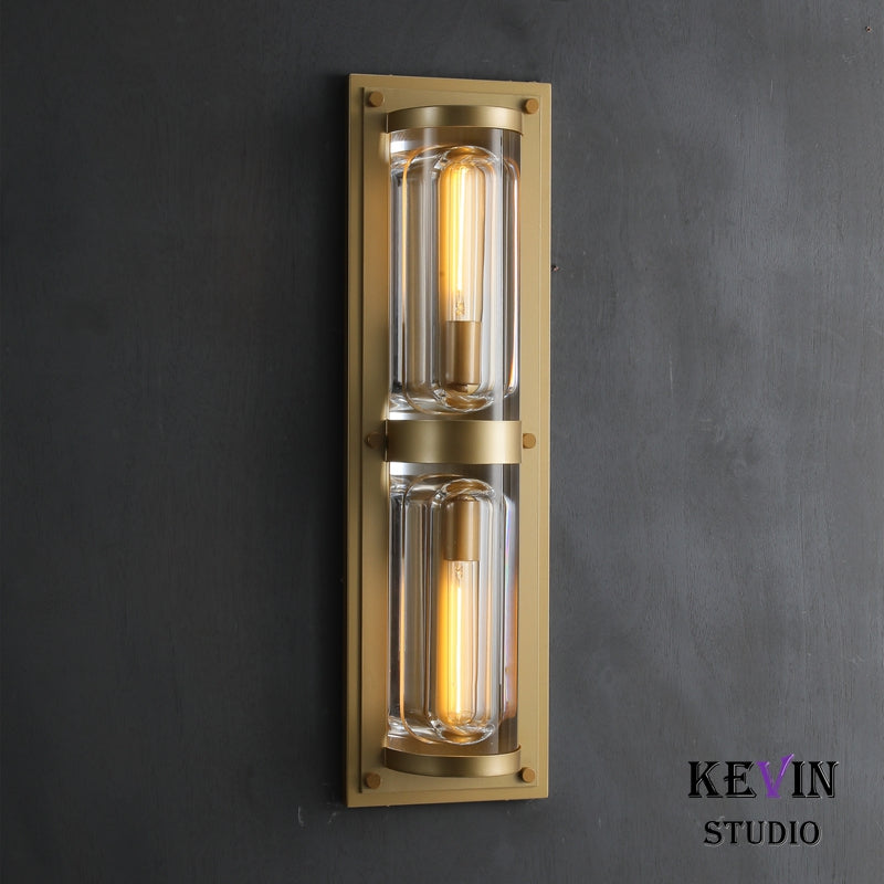 Mennis Modern Round Crystal Outdoor Linear Wall Sconce Wall Light Fixtures Kevin Studio Inc   