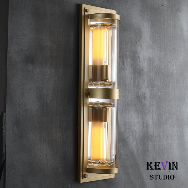 Mennis Modern Round Crystal Outdoor Linear Wall Sconce Wall Light Fixtures Kevin Studio Inc   