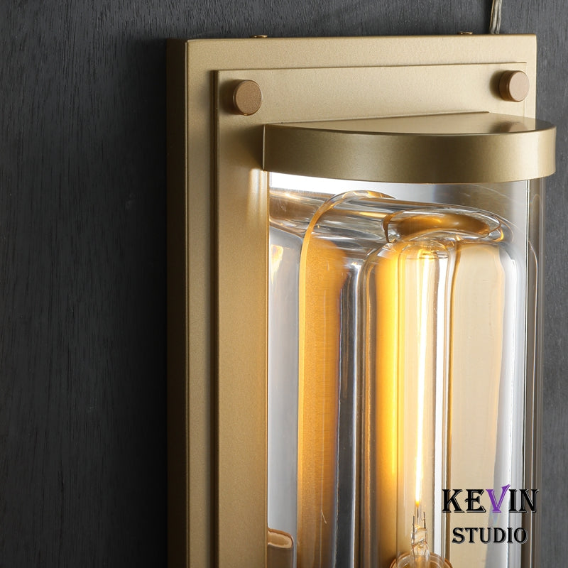 Mennis Modern Round Crystal Outdoor Linear Wall Sconce Wall Light Fixtures Kevin Studio Inc   