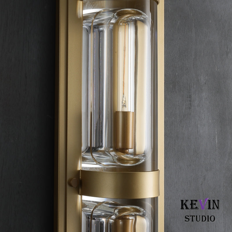 Mennis Modern Round Crystal Outdoor Linear Wall Sconce Wall Light Fixtures Kevin Studio Inc   