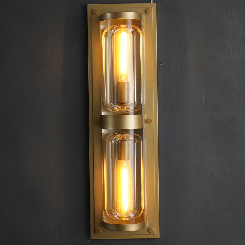 Mennis Modern Round Crystal Outdoor Linear Wall Sconce Wall Light Fixtures Kevin Studio Inc Brass  