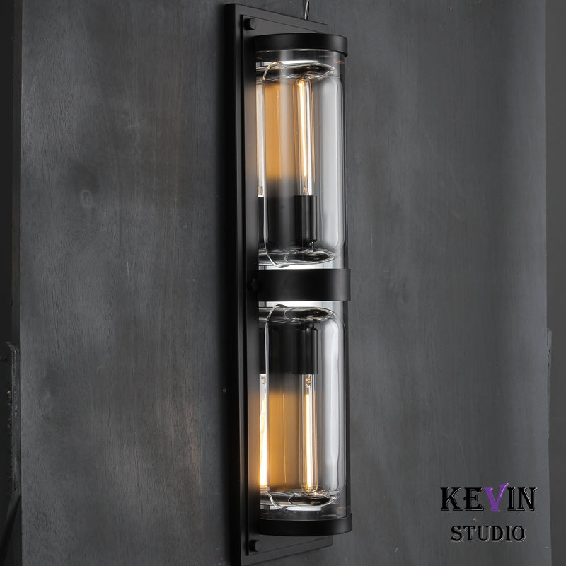 Mennis Modern Round Crystal Outdoor Linear Wall Sconce Wall Light Fixtures Kevin Studio Inc   