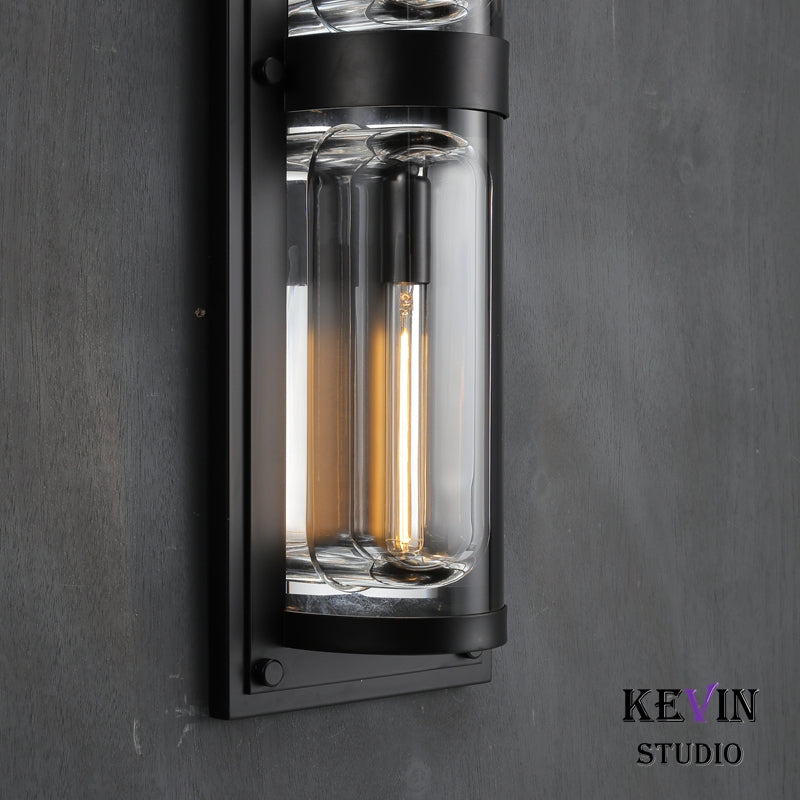 Mennis Modern Round Crystal Outdoor Linear Wall Sconce Wall Light Fixtures Kevin Studio Inc   