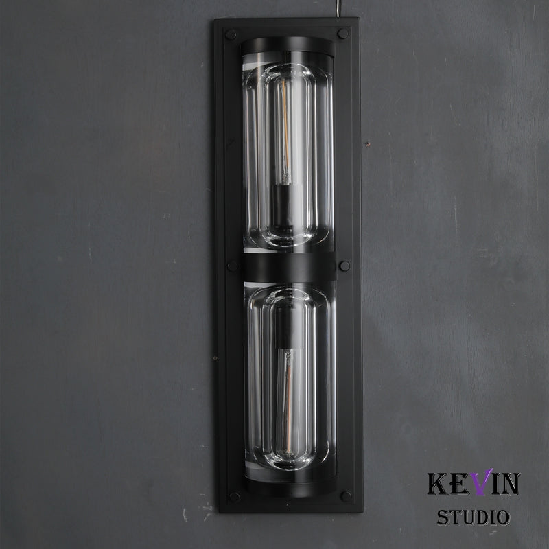 Mennis Modern Round Crystal Outdoor Linear Wall Sconce Wall Light Fixtures Kevin Studio Inc   