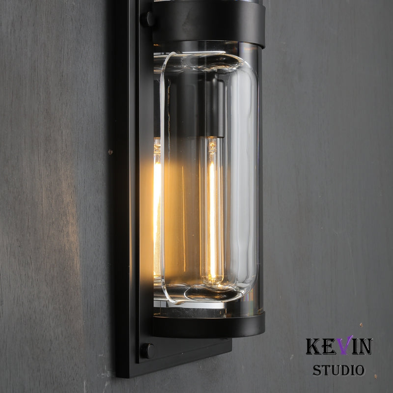 Mennis Modern Round Crystal Outdoor Linear Wall Sconce Wall Light Fixtures Kevin Studio Inc   