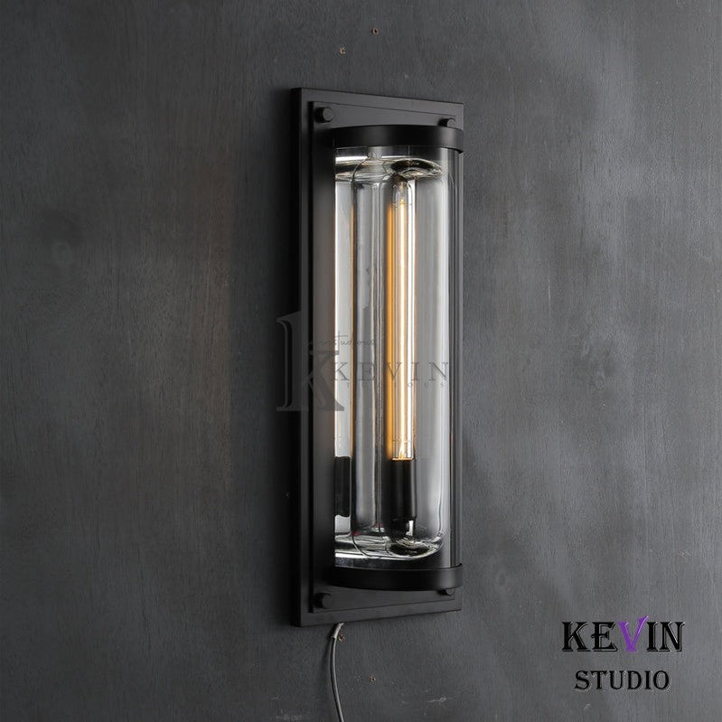 Mennis Modern Glass Grand Round Wall Sconce 20'' H Outdoor Wall Light Fixtures Kevin Studio Inc   