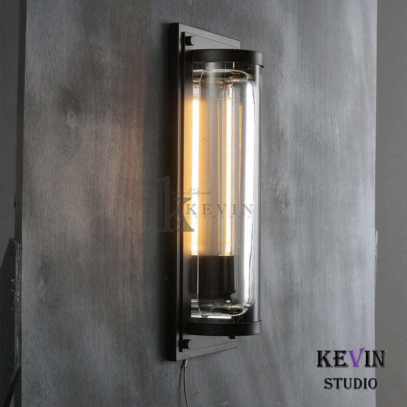 Mennis Modern Glass Grand Round Wall Sconce 20'' H Outdoor Wall Light Fixtures Kevin Studio Inc   