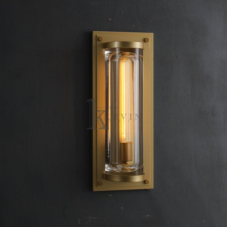 Mennis Modern Glass Grand Round Wall Sconce 20'' H Outdoor Wall Light Fixtures Kevin Studio Inc Lacquered Burnished Brass  