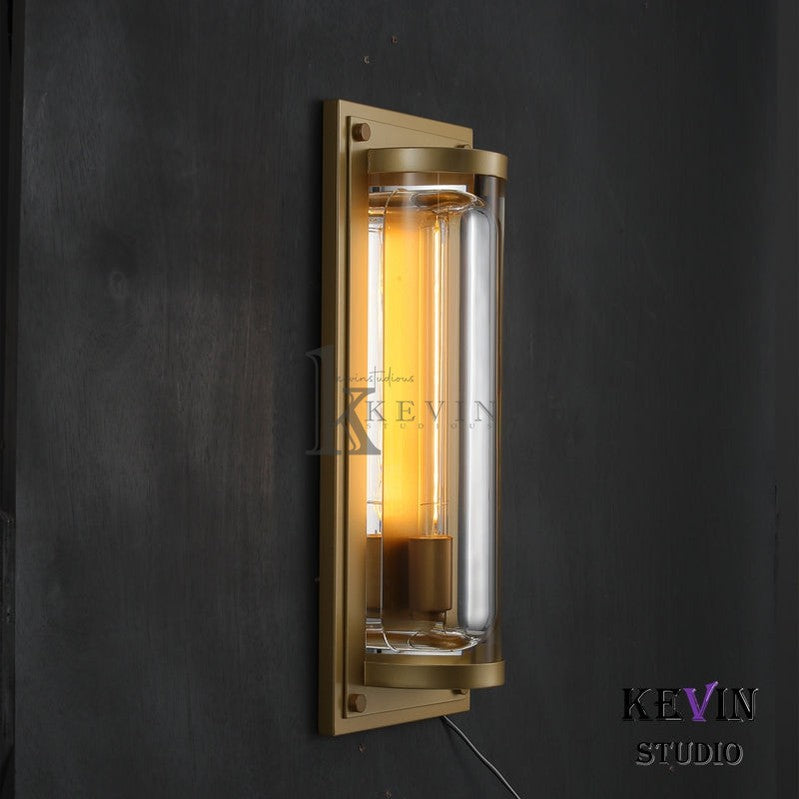 Mennis Modern Glass Grand Round Wall Sconce 20'' H Outdoor Wall Light Fixtures Kevin Studio Inc   