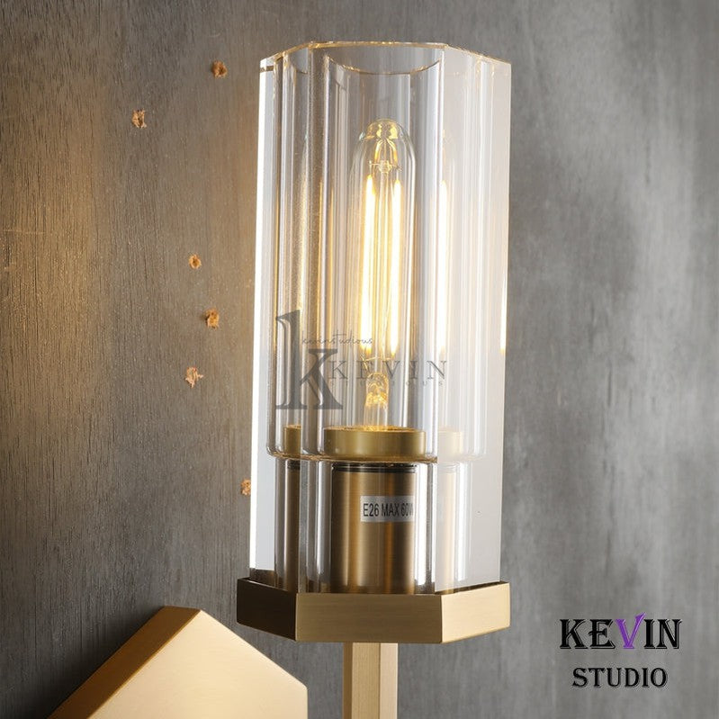 Kina Modern Hexagonal Short Torch Wall Sconce 14"H, 19"H wall sconce Kevin Studio Inc   