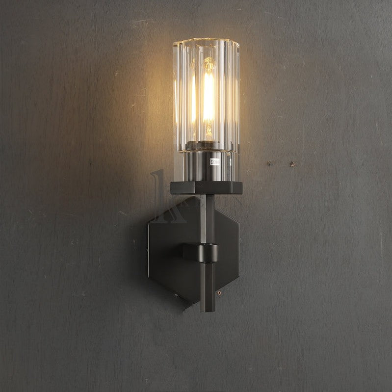 Kina Modern Hexagonal Short Torch Wall Sconce 14"H, 19"H wall sconce Kevin Studio Inc 14"H Bronze 