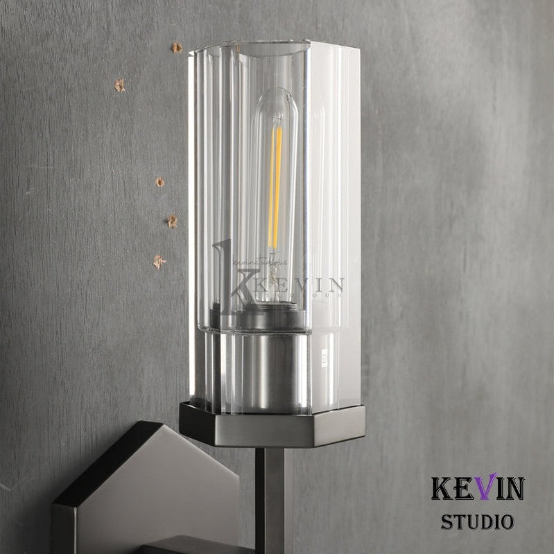 Kina Modern Hexagonal Short Torch Wall Sconce 14"H, 19"H wall sconce Kevin Studio Inc   