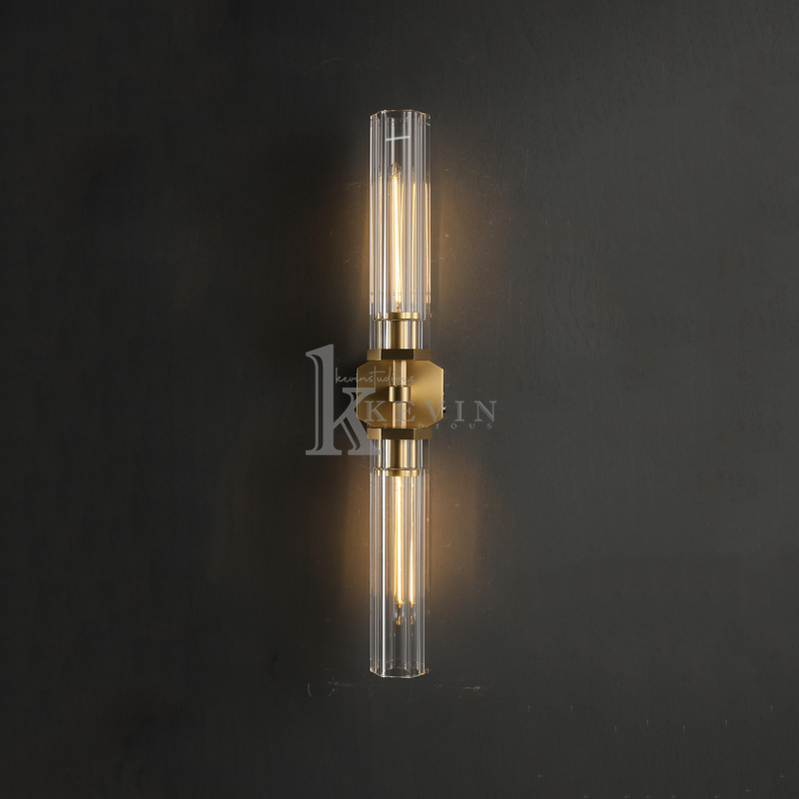 Kina Modern Hexagonal Grand Linear Wall Sconce 21", 31" wall sconce Kevin Studio Inc 21" Lacquered Burnished Brass 