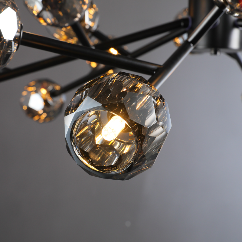 Kristal modern crystal ball round chandelier 24", 36", 48", 60", 72. Crystal ball colors available (Clear/Smoky).