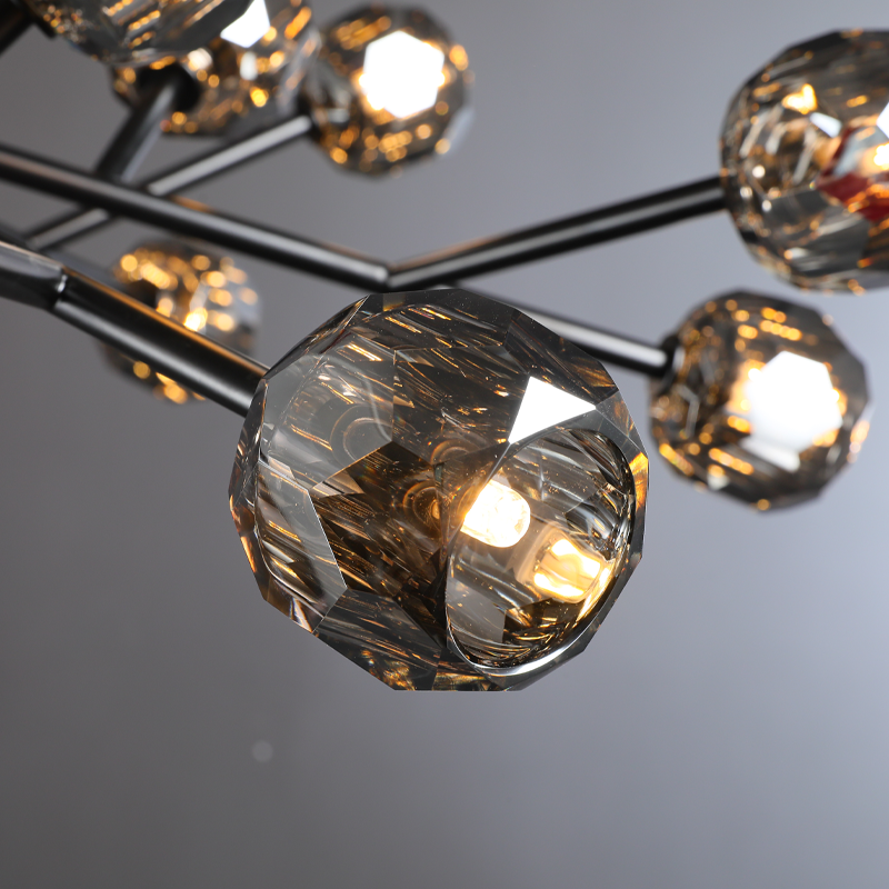 Kristal modern crystal ball round chandelier 24", 36", 48", 60", 72. Crystal ball colors available (Clear/Smoky).