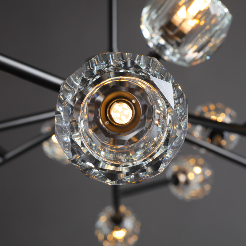 Kristal modern crystal ball round chandelier 24", 36", 48", 60", 72. Crystal ball colors available (Clear/Smoky).