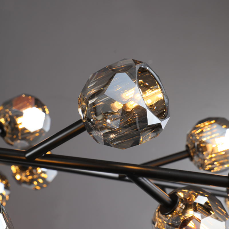 Kristal modern crystal ball round chandelier 24", 36", 48", 60", 72. Crystal ball colors available (Clear/Smoky).