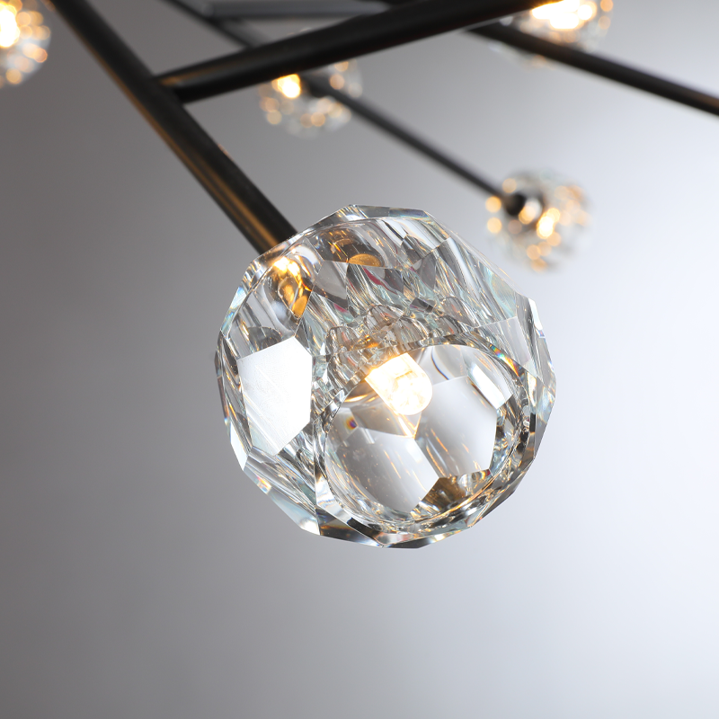 Kristal modern crystal ball round chandelier 24", 36", 48", 60", 72. Crystal ball colors available (Clear/Smoky).