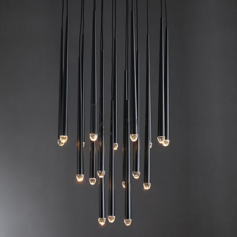 Della Modern Tubular Round Chandelier 18", 24", 30", 48" chandelier Kevin Studio Inc 30" Matte Black 