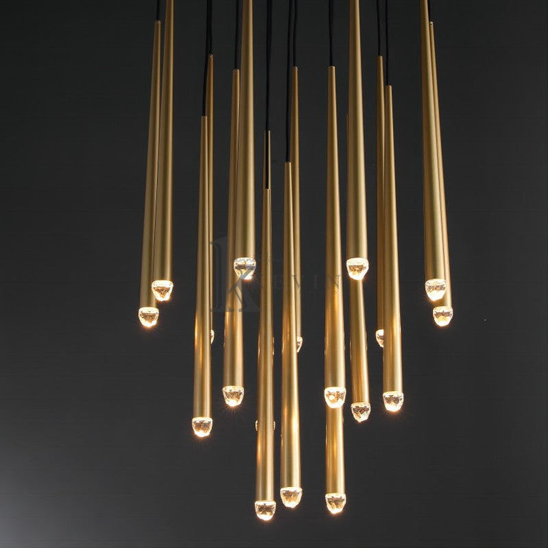 Della Modern Tubular Round Chandelier 18", 24", 30", 48" chandelier Kevin Studio Inc 30" Lacquered Burnished Brass 