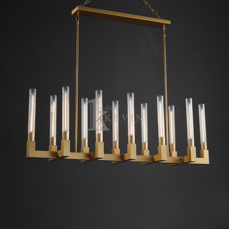 Zreddie Candlestick Modern Linear Chandelier, Island Chandelier 55'' 67'' L chandelier Kevin Studio Inc Medium 55‘’ Lacquered Burnished Brass 