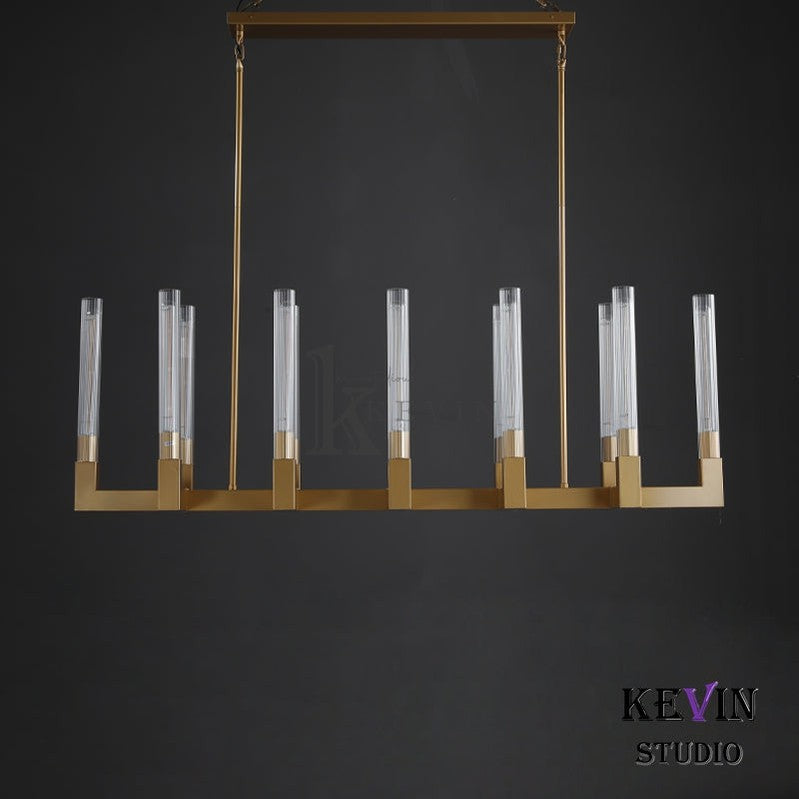 Zreddie Candlestick Modern Linear Chandelier, Island Chandelier 55'' 67'' L chandelier Kevin Studio Inc   