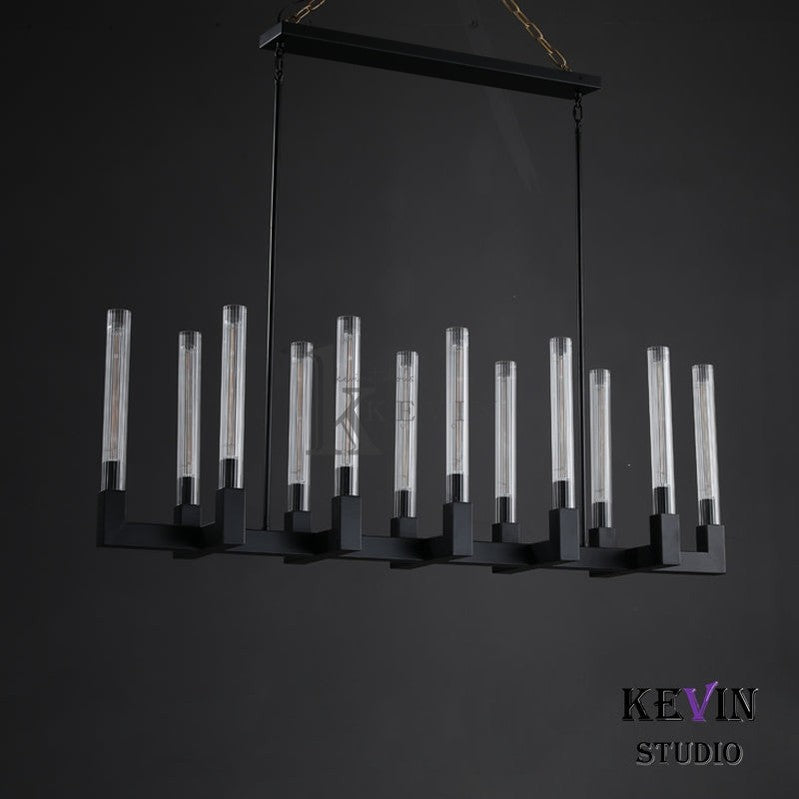 Zreddie Candlestick Modern Linear Chandelier, Island Chandelier 55'' 67'' L chandelier Kevin Studio Inc   