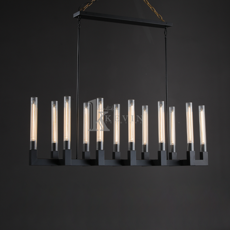 Zreddie Candlestick Modern Linear Chandelier, Island Chandelier 55'' 67'' L chandelier Kevin Studio Inc Medium 55‘’ Matte Black 