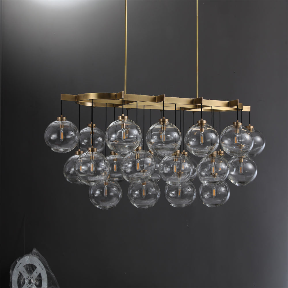 Caleb Modern Glass Linear Chandelier 72" Over Dining table, Bedroom