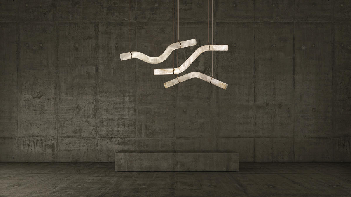 Alabaster Curved Chandelier  Herman Lighting   